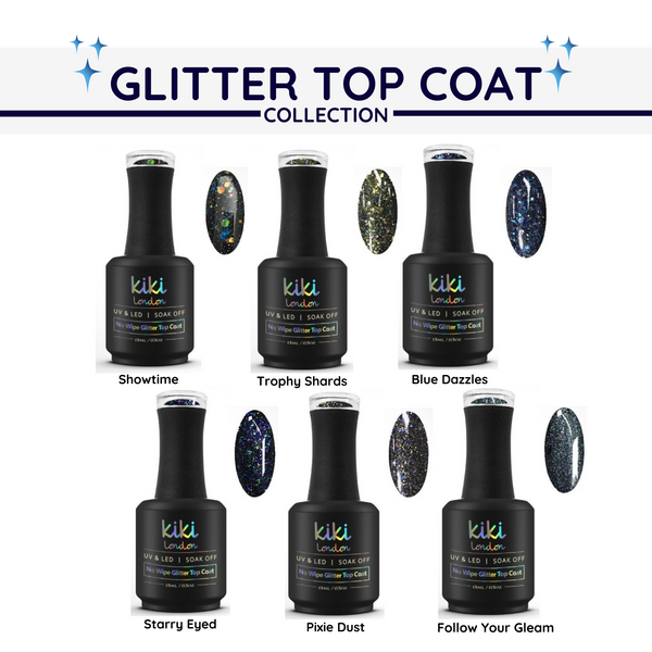 No Wipe Glitter Top Coat 15ml 6stks