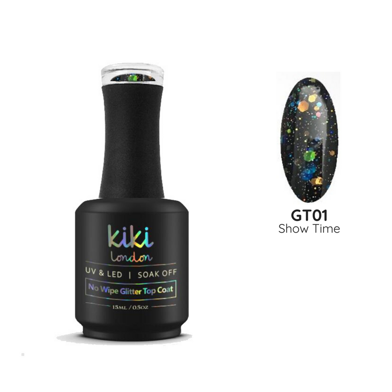 No Wipe Glitter Top Coat 15ml 6stks