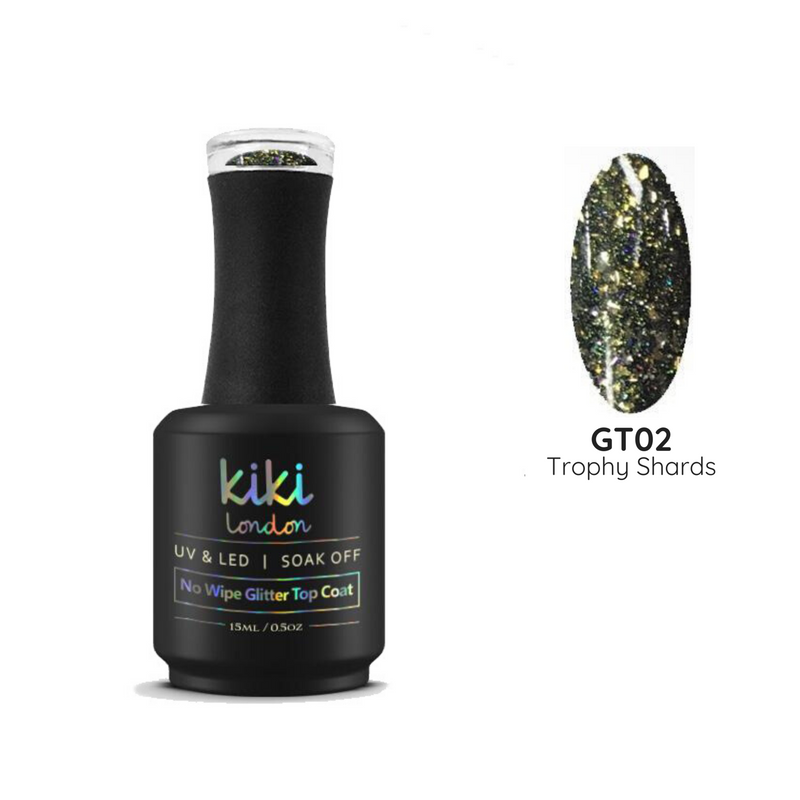 No Wipe Glitter Top Coat 15ml 6stks